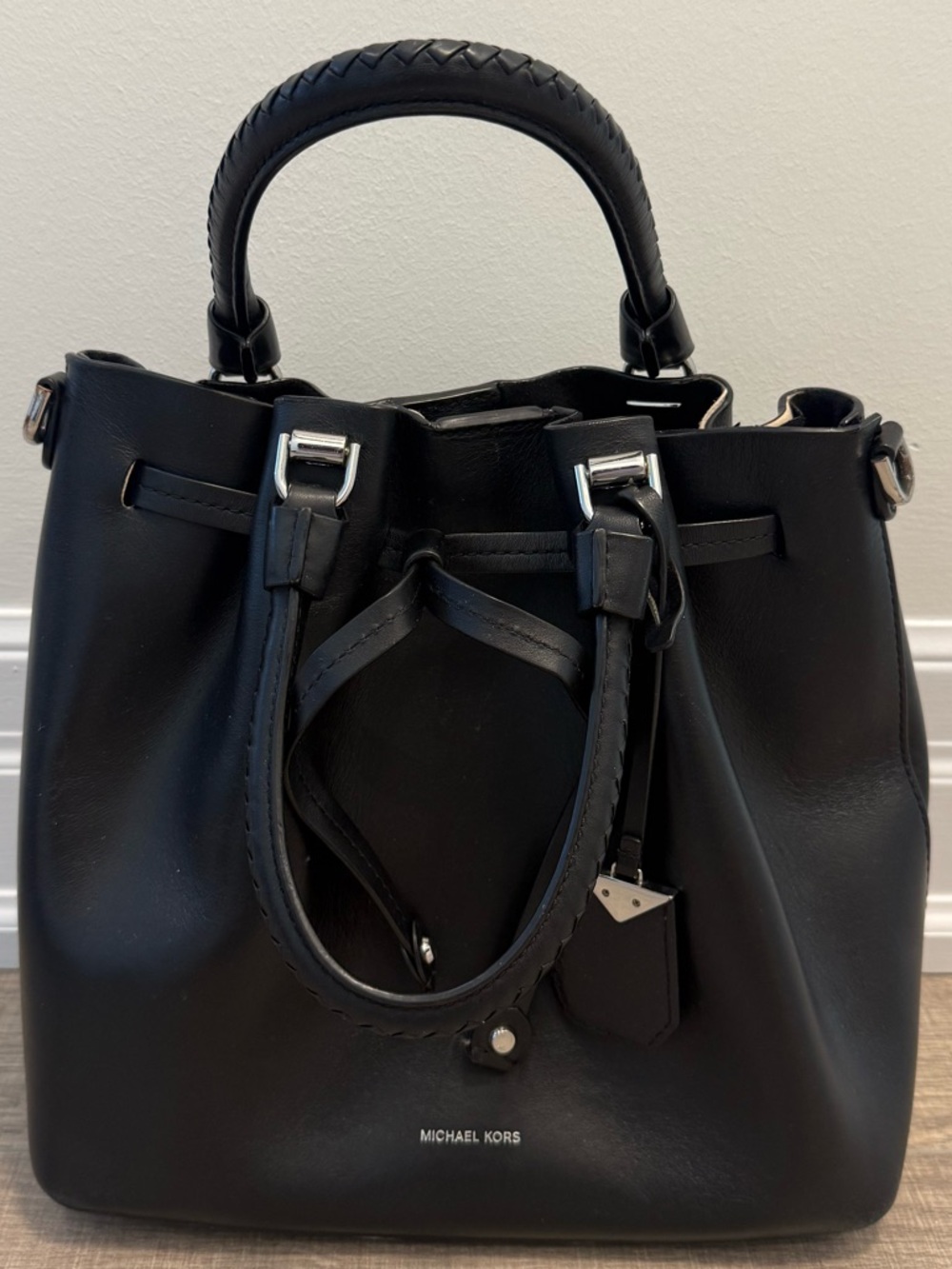 MICHAEL KORS Black Leather Top-Handle Tote